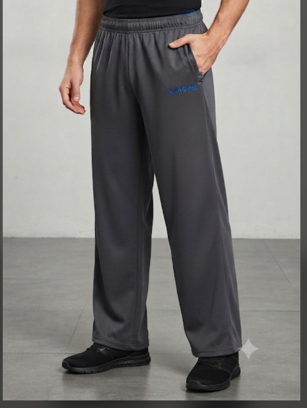 Zengvee Men's Gray Blue Athletic Pants Open Bottom Zipper Pockets Quick Dry XXL